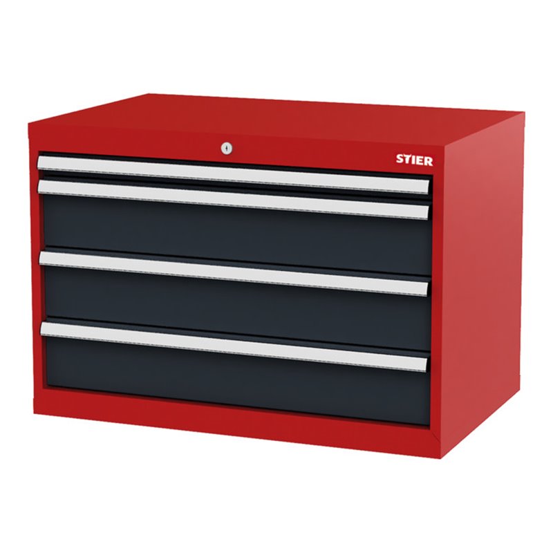 STIER Schubladenschrank mit 4 Schubladen BxTxH 900x575x620 mm rot/anthrazitgrau