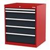 STIER Schubladenschrank mit 5 Schubladen BxTxH 700x575x820 mm rot/anthrazitgrau
