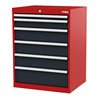 STIER Schubladenschrank mit 6 Schubladen BxTxH 700x575x920 mm rot/anthrazitgrau