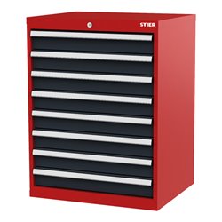 STIER Schubladenschrank mit 8 Schubladen BxTxH 700x575x920 mm rot/anthrazitgrau