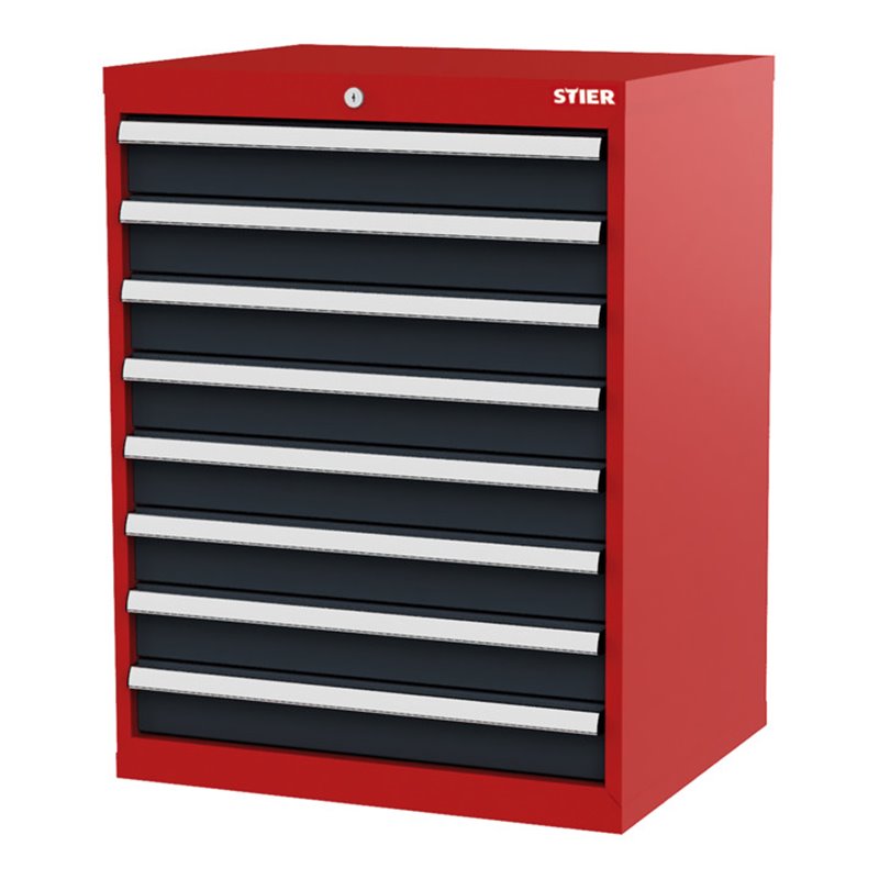 STIER Schubladenschrank mit 8 Schubladen BxTxH 700x575x920 mm rot/anthrazitgrau