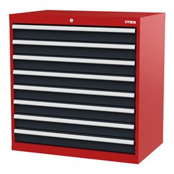 STIER Schubladenschrank mit 8 Schubladen BxTxH 900x575x920 mm rot/anthrazitgrau