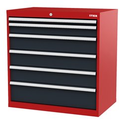 STIER Schubladenschrank mit 6 Schubladen BxTxH 900x575x920 mm rot/anthrazitgrau