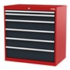 STIER Schubladenschrank mit 6 Schubladen BxTxH 900x575x920 mm rot/anthrazitgrau