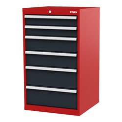STIER Schubladenschrank mit 6 Schubladen BxTxH 600x575x1020 mm rot/anthrazitgrau