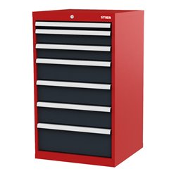 STIER Schubladenschrank mit 7 Schubladen BxTxH 600x575x1020 mm rot/anthrazitgrau