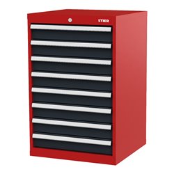 STIER Schubladenschrank mit 8 Schubladen BxTxH 600x575x920 mm rot/anthrazitgrau