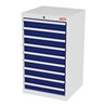 STIER Schubladenschrank mit 9 Schubladen BxTxH 600x575x1020 mm lichtgrau/enzianblau