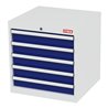 STIER Schubladenschrank mit 5 Schubladen BxTxH 600x575x620 mm lichtgrau/enzianblau