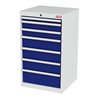 STIER Schubladenschrank mit 7 Schubladen BxTxH 600x575x1020 mm lichtgrau/enzianblau