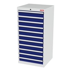 STIER Schubladenschrank mit 11 Schubladen BxTxH 600x575x1220 mm lichtgrau/enzianblau