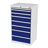 STIER Schubladenschrank mit 8 Schubladen BxTxH 700x575x1220 mm lichtgrau/enzianblau