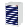 STIER Schubladenschrank mit 8 Schubladen BxTxH 600x575x920 mm lichtgrau/enzianblau