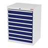 STIER Schubladenschrank mit 8 Schubladen BxTxH 700x575x920 mm lichtgrau/enzianblau
