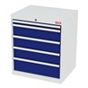 STIER Schubladenschrank mit 5 Schubladen BxTxH 700x575x820 mm lichtgrau/enzianblau
