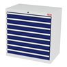 STIER Schubladenschrank mit 8 Schubladen BxTxH 900x575x920 mm lichtgrau/enzianblau