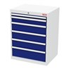 STIER Schubladenschrank mit 6 Schubladen BxTxH 700x575x920 mm lichtgrau/enzianblau