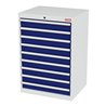STIER Schubladenschrank mit 9 Schubladen BxTxH 700x575x1020 mm lichtgrau/enzianblau