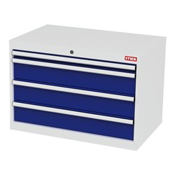 STIER Schubladenschrank mit 4 Schubladen BxTxH 900x575x620 mm lichtgrau/enzianblau
