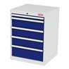 STIER Schubladenschrank mit 5 Schubladen BxTxH 600x575x820 mm lichtgrau/enzianblau