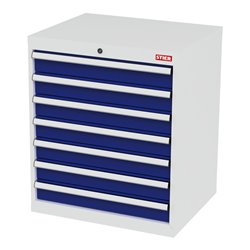 STIER Schubladenschrank mit 7 Schubladen BxTxH 700x575x820 mm lichtgrau/enzianblau
