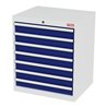 STIER Schubladenschrank mit 7 Schubladen BxTxH 700x575x820 mm lichtgrau/enzianblau