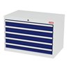 STIER Schubladenschrank mit 5 Schubladen BxTxH 900x575x620 mm lichtgrau/enzianblau