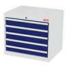STIER Schubladenschrank mit 5 Schubladen BxTxH 700x575x620 mm lichtgrau/enzianblau
