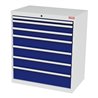 STIER Schubladenschrank mit 7 Schubladen BxTxH 900x575x1020 mm lichtgrau/enzianblau
