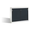 C+P Akten-Sideboard Acurado mit Schiebetüren, 2 x 3 Ordnerhöhen, H1200xB1600xT400mm Front Schwarzgrau Korpus Lichtgrau