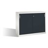C+P Akten-Sideboard Acurado mit Schiebetüren, 2 x 3 Ordnerhöhen, H1200xB1600xT500mm Front Schwarzgrau Korpus Lichtgrau