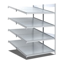 Bito Bereitstellregal schräg/schräg L1008xH2000xT1650 mm, Anbaufeld verzinkt