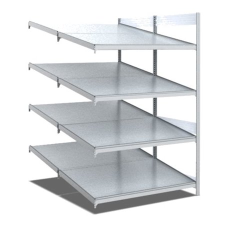 Bito Bereitstellregal schräg/schräg L1008xH2000xT1650 mm, Anbaufeld verzinkt