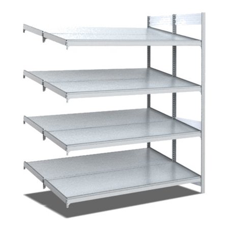 Bito Bereitstellregal schräg/schräg L1308xH2000xT1050 mm, Anbaufeld verzinkt