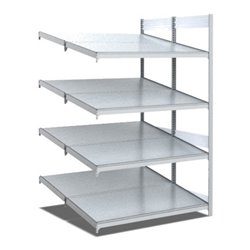 Bito Bereitstellregal schräg/schräg L1008xH2000xT1250 mm, Anbaufeld verzinkt