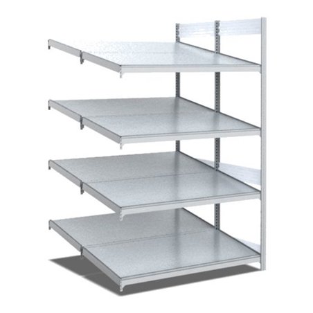 Bito Bereitstellregal schräg/schräg L1008xH2000xT1250 mm, Anbaufeld verzinkt