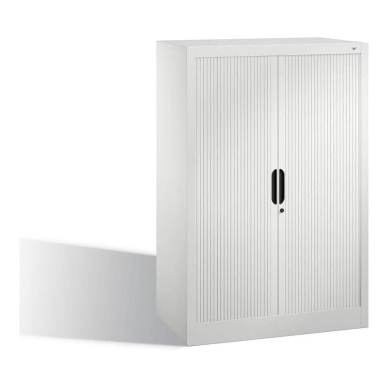 C+P Akten-Sideboard Omnispace mit Rollladen, 3 Ordnerhöhen, H1230xB800xT420mm Weißaluminium