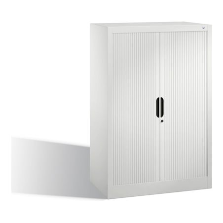 C+P Akten-Sideboard Omnispace mit Rollladen, 3 Ordnerhöhen, H1230xB800xT420mm Weißaluminium