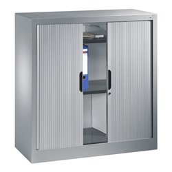 C+P Akten-Sideboard Omnispace mit Rollladen, 2 Ordnerhöhen, H1030xB1000xT420mm Weißaluminium