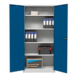 STIER Universalschrank mit 4 Fachböden 1800x800x380mm enzianblau verschweißt