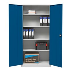 STIER Universalschrank mit 4 Fachböden 1950x920x420mm enzianblau verschweißt