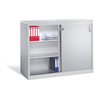 C+P Akten-Sideboard Acurado mit Schiebetüren, 2 x 3 Ordnerhöhen, H1200xB1600xT500mm Front Lichtgrau Korpus Lichtgrau