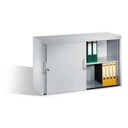 C+P Akten-Sideboard Acurado mit Schiebetüren, 2 x 2 Ordnerhöhen, H720xB1200xT400mm Front Lichtgrau Korpus Lichtgrau