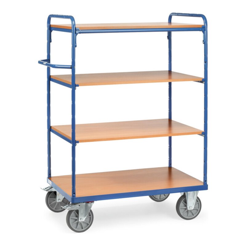 fetra Etagenwagen 8200, Tragkraft 500kg, TPE-Reifen, 1 fester und 3 Einlegeböden