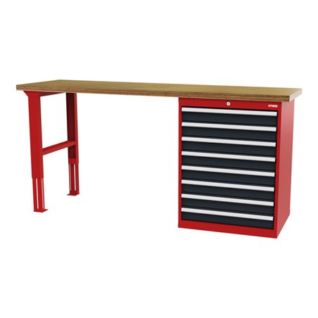 STIER Werkbank BxTxH 2000x600x860 mm mit 1 Schrankgehäuse der Breite 700 mm RAL 3020 / RAL 7016
