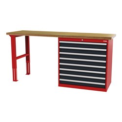 STIER Werkbank BxTxH 2000x600x960 mm mit 1 Schrankgehäuse der Breite 900 mm RAL 3020 / RAL 7016