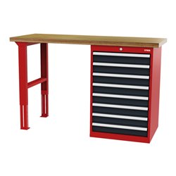 STIER Werkbank BxTxH 1500x600x1060 mm mit 1 Schrankgehäuse der Breite 600 mm RAL 3020 / RAL 7016