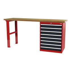 STIER Werkbank BxTxH 2000x600x960 mm mit 1 Schrankgehäuse der Breite 700 mm RAL 3020 / RAL 7016