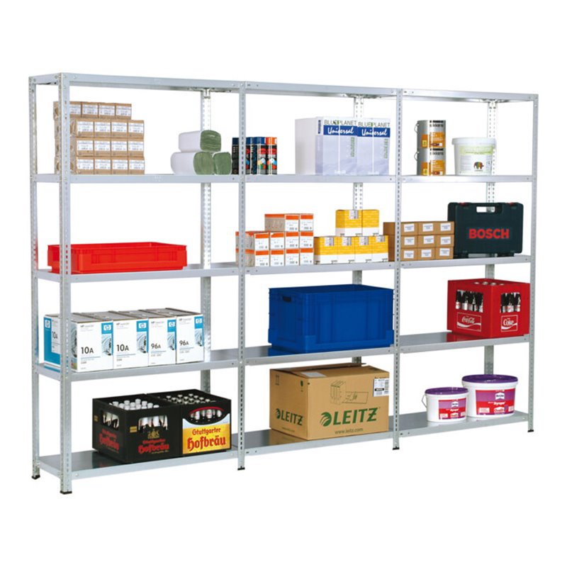 Regalwerk RUDI Schraubregal 150 Großregal HxBxT 2000x1285x600mm 5 Stahl-Fachböden
