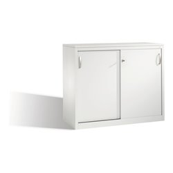 C+P Akten-Sideboard Acurado mit Schiebetüren, 2 Ordnerhöhen, H1000xB1200xT500mm Front Lichtgrau Korpus Lichtgrau
